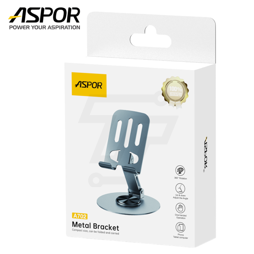 Aspor A720 Mobile phone stand 360 rotatable Carbon Steel + Silica Gel